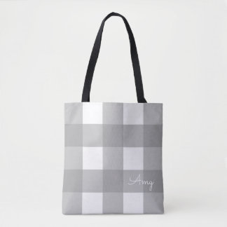 Personalisierte graue und weiße Büffel-Karo-Tasche Tasche