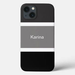Personalisierte, graue und weiße Streifen Case-Mate iPhone Hülle