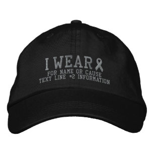 Personalisierte Gray Ribbon Awareness Stickerei Bestickte Kappe