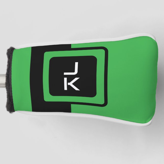 Personalisierte Green Black Golf Head Putter Abdec Headcover (Vorderseite)