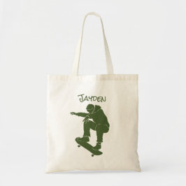 Personalisierte Green Skateboarder Grafik Tragetasche