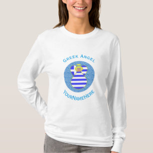Personalisierte griechische Blondinen-Engel-Flagge T-Shirt