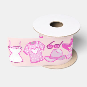 Personalisierte Grillecke Rosa und Hot Rosa Mode Satinband