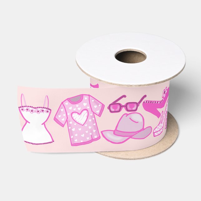 Personalisierte Grillecke Rosa und Hot Rosa Mode Satinband (Spule)