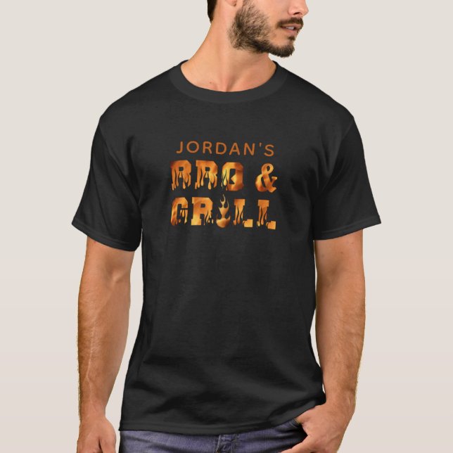 Personalisierte GRILLEN und GRILL Flammen T-Shirt (Vorderseite)