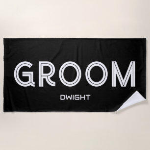 Personalisierte Groom Schwarz-weiß Moderne Hochzei Strandtuch