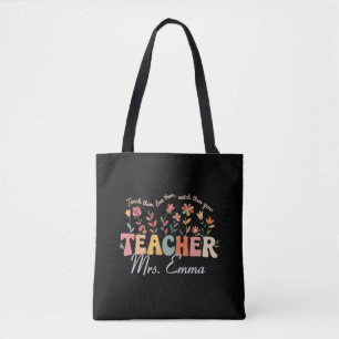 Personalisierte Groovy Blume Lehrer für maßgeschne Tasche