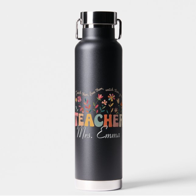 Personalisierte Groovy Blume Lehrer für maßgeschne Trinkflasche (Vorne)