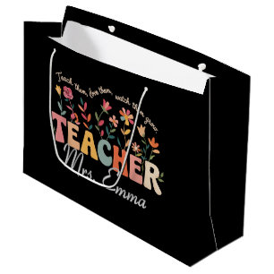 Personalisierte Groovy Blumen Lehrer Geschenk nach Große Geschenktüte