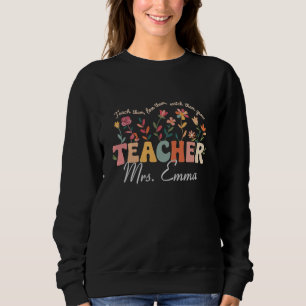 Personalisierte Groovy Blumen Lehrer Geschenk Sweatshirt