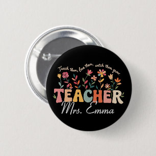 Personalisierte Groovy Flowers Lehrer Geschenk Button