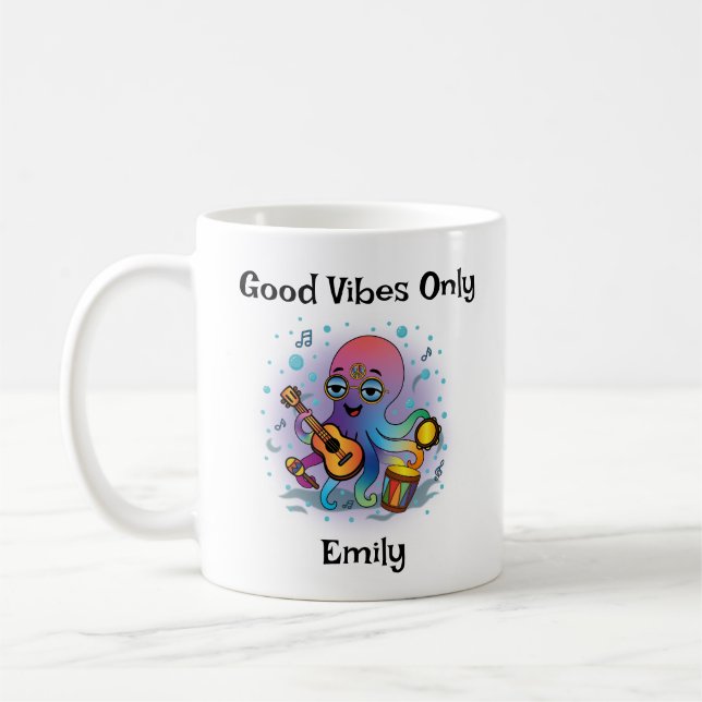 Personalisierte Groovy Octopus Tasse - Retro Hippi (Links)