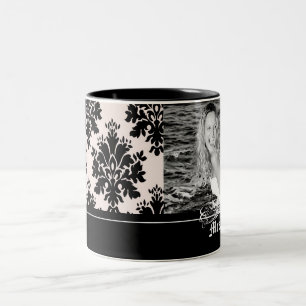 Personalisierte große Damast-Foto-Tasse Zweifarbige Tasse