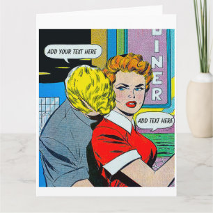Personalisierte große Vintage-Comics-Karte Karte