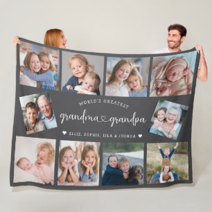 Personalisierte Großeltern 10 Foto Collage Modern Fleecedecke