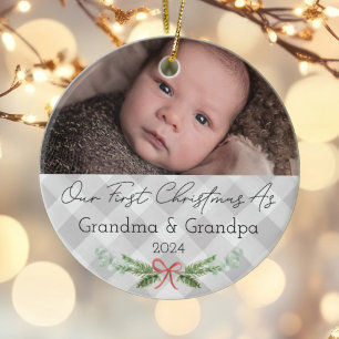 Personalisierte Großeltern Erstes Foto Keramik Ornament