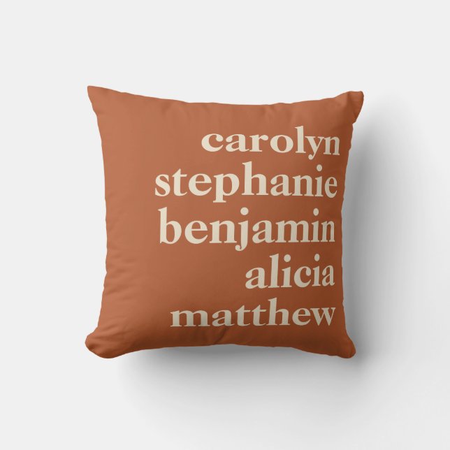 Personalisierte Großkinder-Namen in Rost Kissen (Vorderseite)
