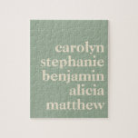 Personalisierte Großkinder-Namen in Sage Green<br><div class="desc">Moderne Typografie Personalisierte Grandkindnamen | Sage Green Puzzle</div>