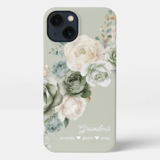 Personalisierte Großmutter Blumenstuhl Grün iPhone Hülle