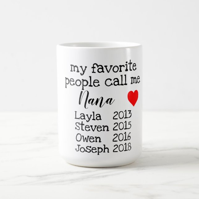 personalisierte Großmutter/Nana-Tasse mit Namen Verwandlungstasse (Zentrum)