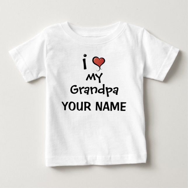 Personalisierte Großvater-Liebe Baby T-shirt (Vorderseite)