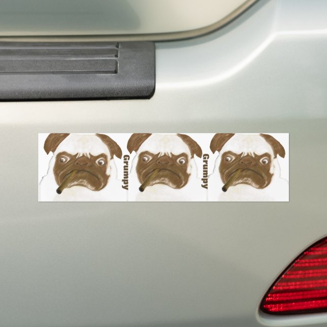 Personalisierte Grumpy Puggy mit Cigar Autoaufkleber (Auf Auto)
