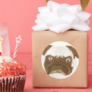 Personalisierte Grumpy Puggy mit Cigar Runder Aufkleber