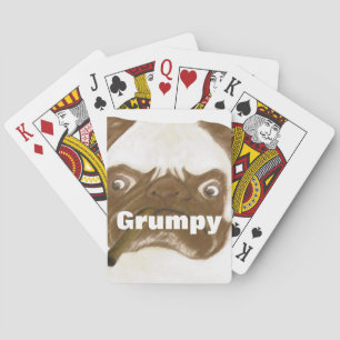 Personalisierte Grumpy Puggy mit Cigar Spielkarten