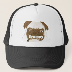 Personalisierte Grumpy Puggy mit Cigar Truckerkappe