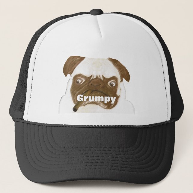 Personalisierte Grumpy Puggy mit Cigar Truckerkappe (Vorderseite)