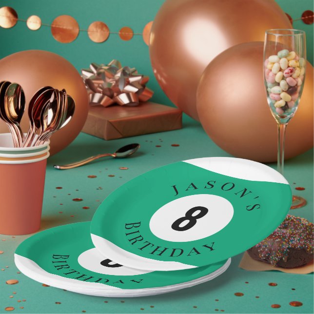 Personalisierte Grüne Billard Pool Billardkugel Ge Pappteller (Multi)