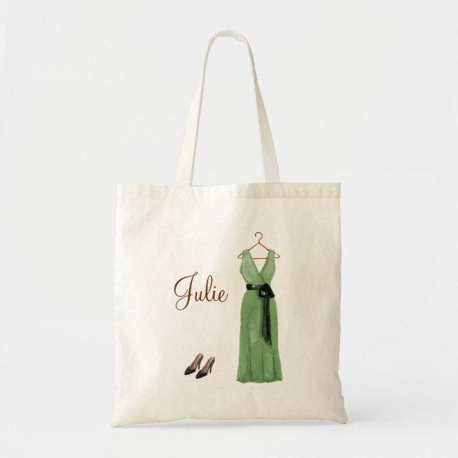Personalisierte grüne Brautjungfern-Tasche Tragetasche (Vorne)