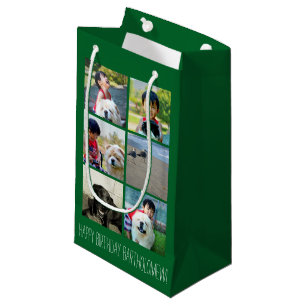 Personalisierte grüne Foto-Mosaik-Bild-Collage Kleine Geschenktüte