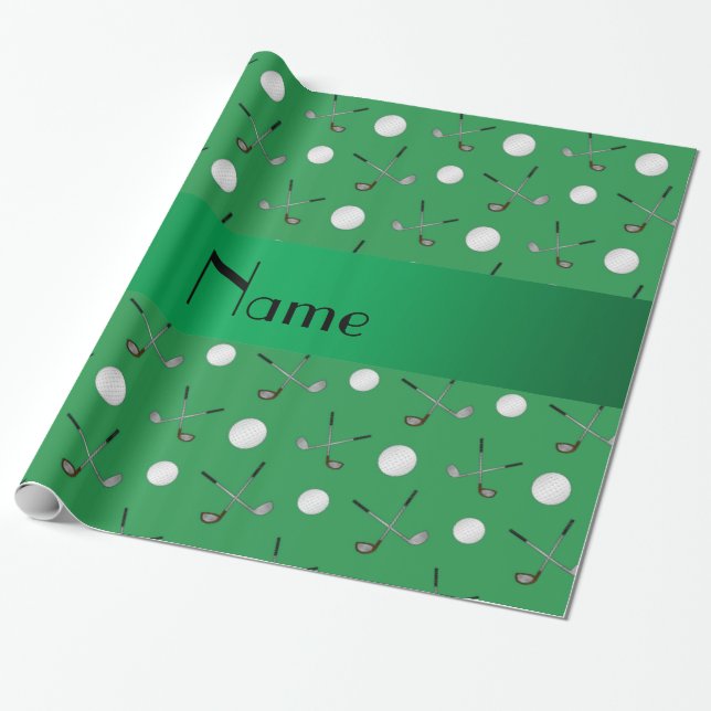 Personalisierte grüne Golfnamensbälle Geschenkpapier (Ungerollt)