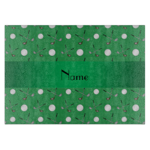 Personalisierte grüne Golfnamensbälle Schneidebrett