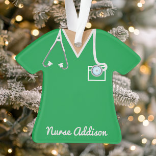 Personalisierte Grüne Krankenschwester-Schwesternk Ornament