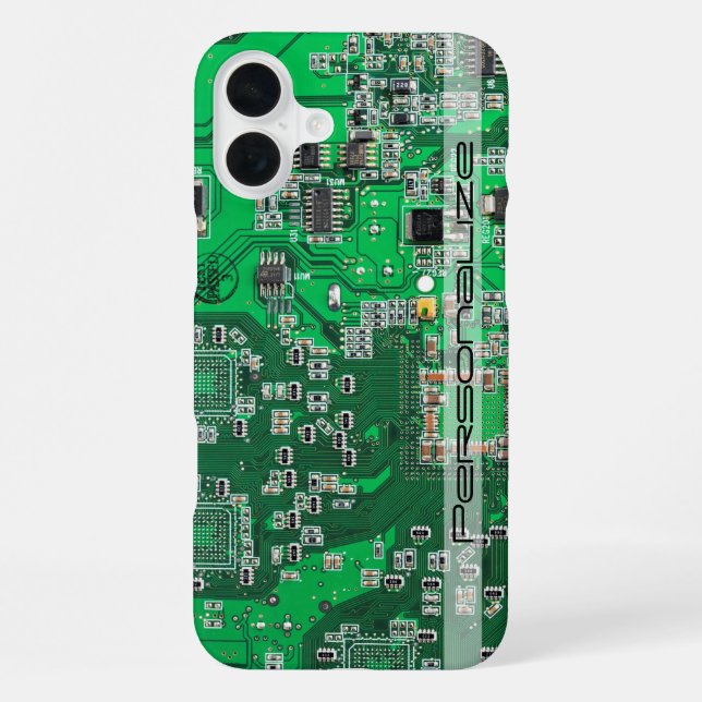 Personalisierte grüne Leiterplatte für IT-Experten iPhone 16 Plus Hülle (Rückseite)