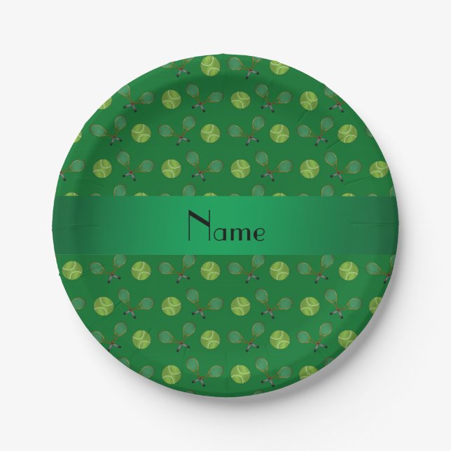 Personalisierte grüne Tennisbälle Pappteller (Vorderseite)