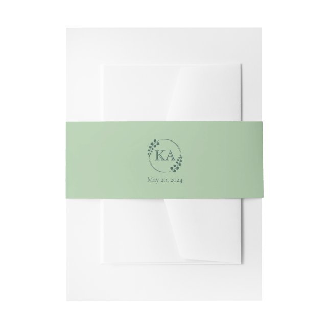 Personalisierte Grüne und Monogramm Hochzeit Einladungsbanderole (Vorderseite Beispiel)