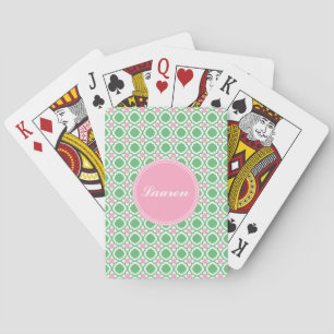 Personalisierte grüne und rosa Spielkarten