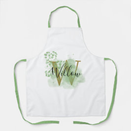 Personalisierte grüne Wasserfarbe und Blütenanfang Schürze
