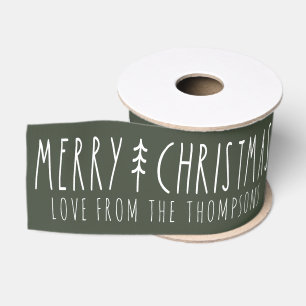 Personalisierte grüne Weihnachtsbaum-Geschenkverpa Ripsband
