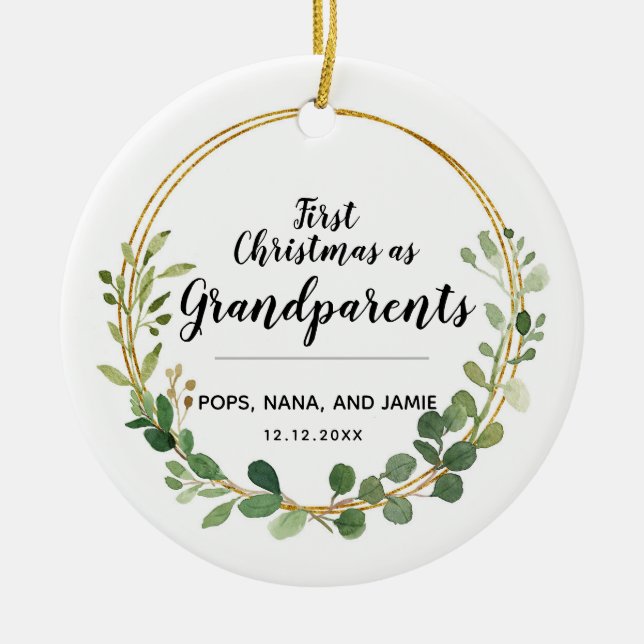 Personalisierte Grünen Weihnachten als Großeltern Keramik Ornament (Vorne)