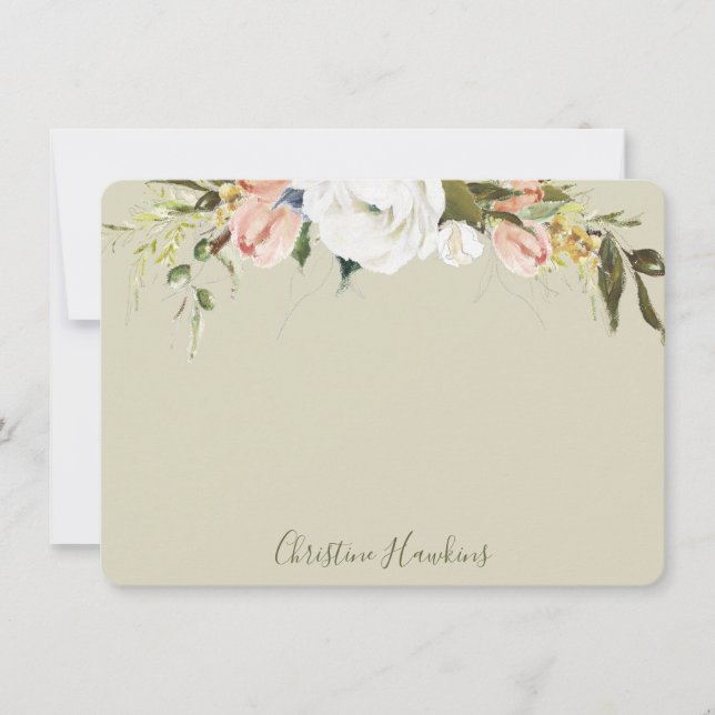 Personalisierte Grünflächen Blätter Aquarellfärbun Mitteilungskarte (Vorderseite)