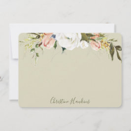 Personalisierte Grünflächen Blätter Aquarellfärbun Mitteilungskarte