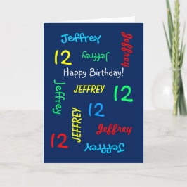 Personalisierte Grußkarte 12. Geburtstag, blau Karte