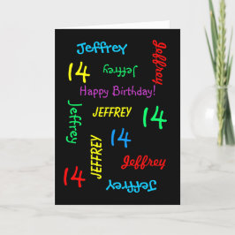 Personalisierte Grußkarte, 14. Geburtstag Karte