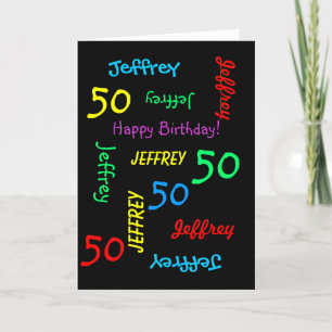 Personalisierte Grußkarte 50. Geburtstag, schwarz Karte