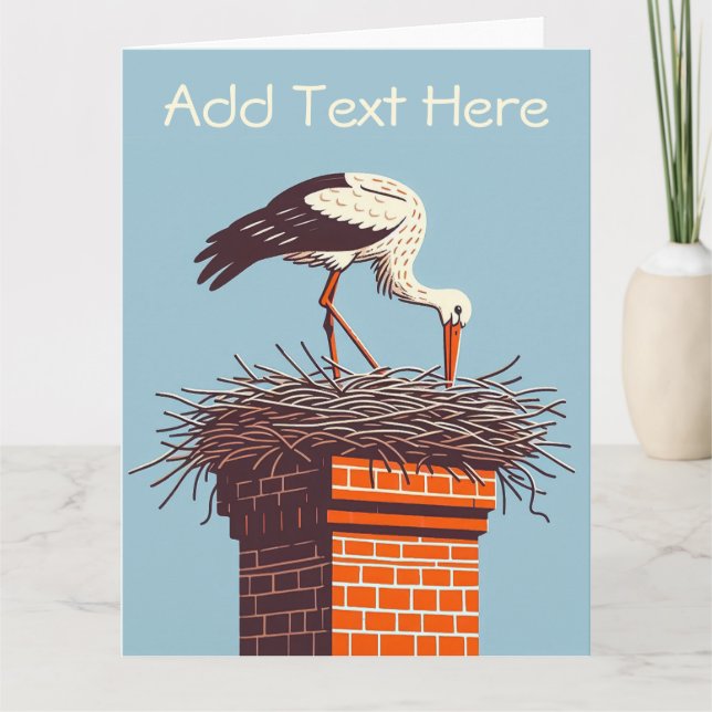 Personalisierte Grußkarte für Big Folk Stork Karte (Vorderseite)