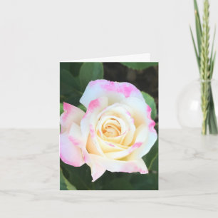 Personalisierte Grußkarte mit rosa und gelber Rose Karte